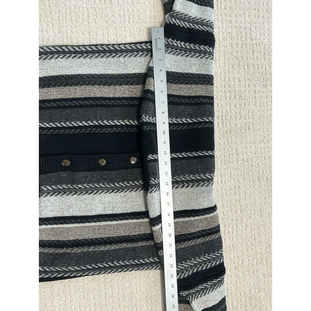 Vintage Irvine Park Cardigan Sweater 3D Textured Stripe Black Gray Large Mens - Picture 9 of 9